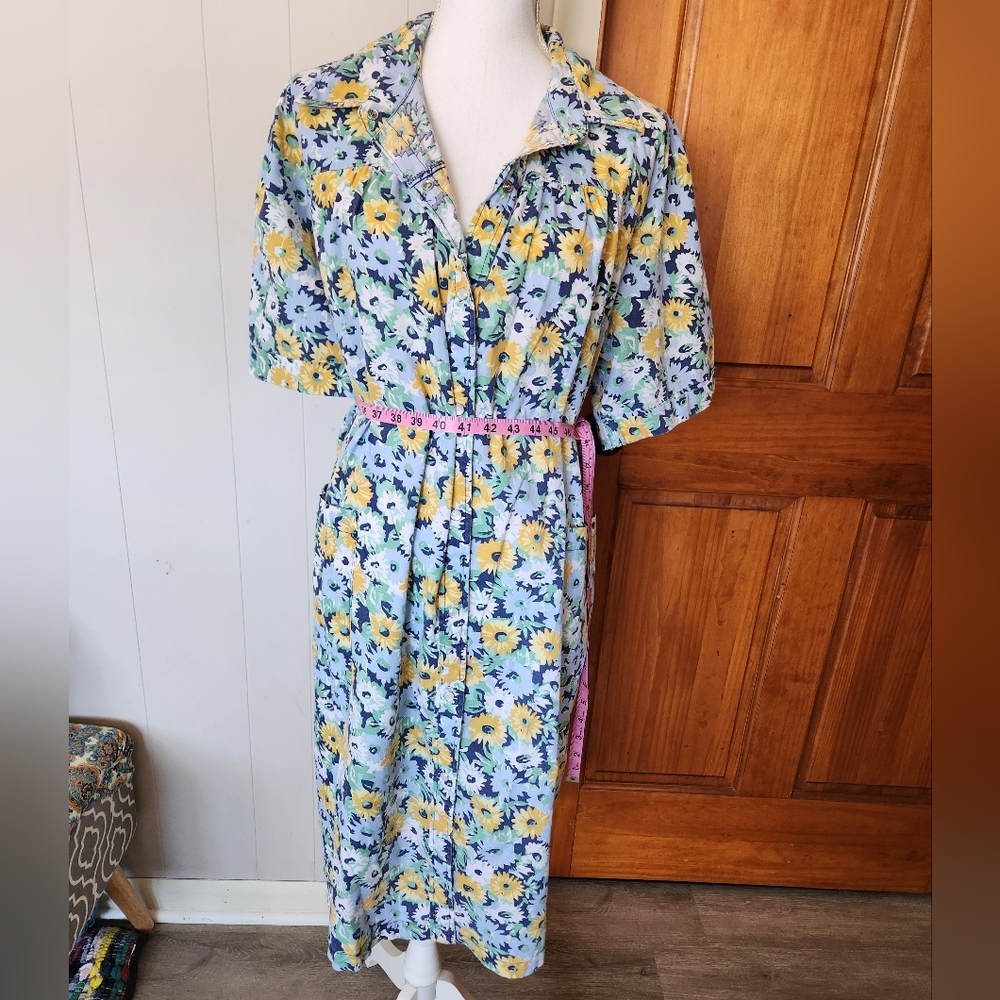Vintage national ltd house coat nightgown 1x daisy retro floral print